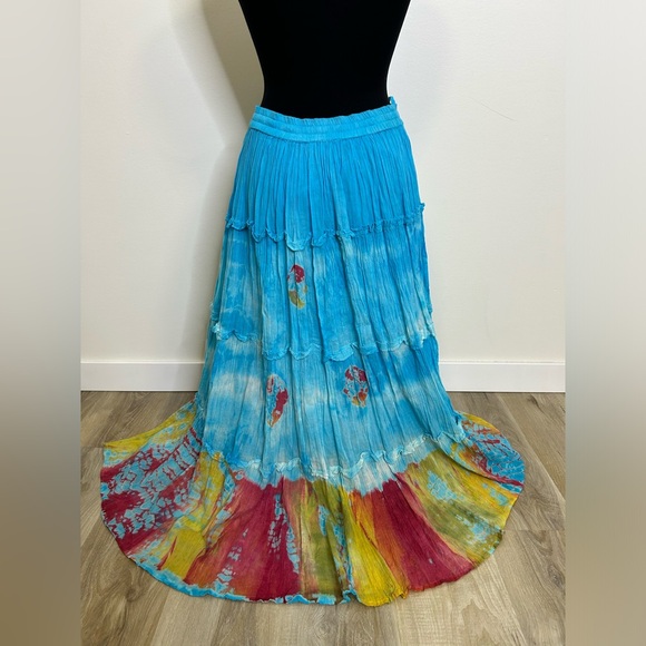 ◾️Papa Bohemian Tiered Hippie Multicolour Maxi Skirt With Drawstring Waist - Picture 4 of 5